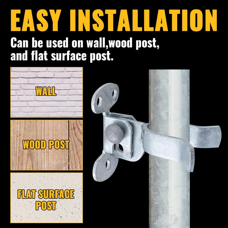 VIVIDA 1-3/8"" Wall Mount Latch, Chain Link Fence Flat Back Gate Latch for 1-3/8"" Gate Frame, Galvanized Steel, with Padlock Hole, Mounts to Wooden Fence Post or Wall, 1 PCS - Image 5